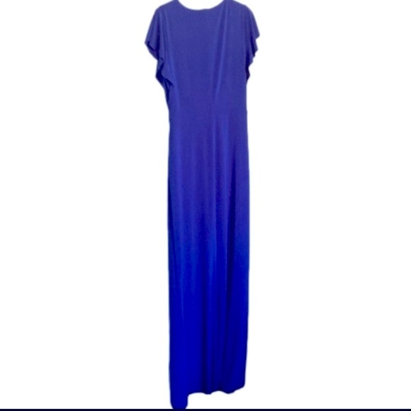Ralph Lauren Parisian Ruched Floor Length Gown Size 8 Wrap Style Rhinestone Blue - Picture 10 of 12
